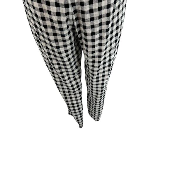 Zara Jumpsuit Cut Out Halter Gingham Check Plaid Linen Blend Black White Size XS - Picture 11 of 14